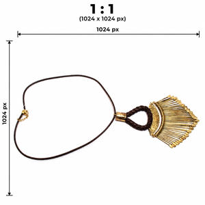 Collier pendentif éventail doré en alliage, fait main, avec cordon en cuir tressé, style bohème vintage, bijou statement pour femme - Product Image 5