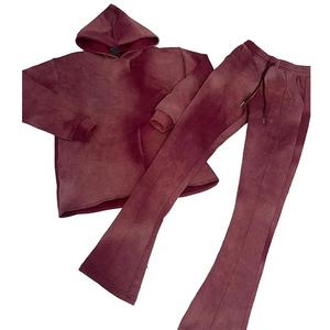 Conjunto Deportivo Y2K de Última Moda, Estilo Jogger, Efecto Deslavado, Corte Acampanado, Unisex, Tallas Grandes, Diseño Personalizado, Estampado, 100% Orgánico - Product Image 1