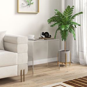 Tavolino Moderno in Acrilico Trasparente 53x30x53 cm con Bordi Arrotondati, Tavolino a Cascata per Uso Domestico con Spazio di Archiviazione da 30 cm - Product Image 2