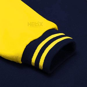 Vestes de baseball varsity bleu marine à manches jaunes pour l'extérieur, prix abordable, design personnalisé, vestes Letterman - Product Image 5