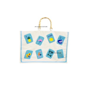 Bolso Tote Personalizado con Diseño de Fichas de Mahjong, Hecho a Mano y con Cuentas, Modelo BAM DOT CRACK, para Mujer, con Asa de Bambú – Elegante Bolso Mahjong - Product Image 6
