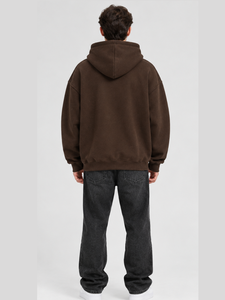 Custom 100% Cotton Premium Heavyweight Oversized Brown Graphic Hoodie Winter Warm Fleece Drop Shoulder Pullover Sweatshirt - Product Image 2