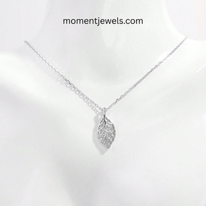 Collier pendentif feuille en argent sterling 925 pour femme, plaqué platine, incrustation de zircon, bijoux de luxe pour mariage, usage quotidien, fête, anniversaire - Product Image 2