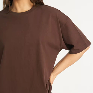 Women's Oversized Crew Neck <b>T</b>-<b>Shirt</b> Solid Color Short Sleeve Loose Fit 100% Cotton Jersey Breathable All Seasons Wear - Product Image 3