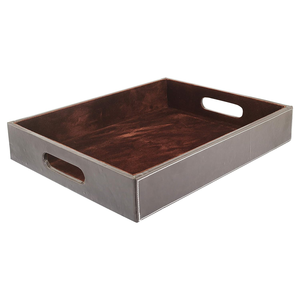 Plateau de service en cuir avec poignées, plateau de présentation, plateaux porte-serviettes pour hôtels, cuisine, maison - Product Image 1