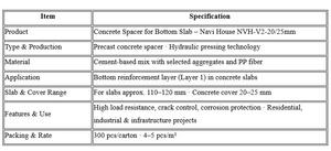 Espaciador NVH-V2-20/25MM para losa inferior y barras de refuerzo - Uso en azulejos interiores en hoteles, apartamentos, villas y centros comerciales - Product Image 2