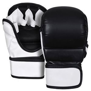 Guantes Profesionales de Entrenamiento y Sparring de MMA, Ligeros, de Cuero Premium, Medios Dedos/Sin Dedos, Cierre de Gancho y Bucle, Impresión Personalizada - Product Image 3