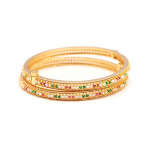 <b>Ruby</b> Emerald Brass Bangles Set 22K Gold Plated Trendy Indian Traditional Ethnic Bridal Wedding Bangles - Product Image 2