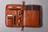 Porte-documents ALBORZ PA033 en cuir véritable vintage, organiseur de bureau portable, avec fermeture éclair, pour voyages et documents.