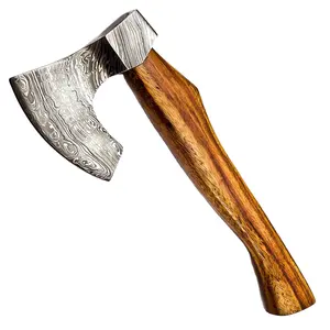 定制手工大马士革钢斧，配天然木柄