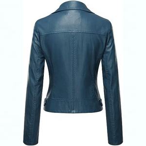 Venta al por mayor transpirable a prueba de viento al aire libre mujeres invierno soporte genuino cuero de oveja doble botonadura chaquetas con cremallera colores personalizados - Product Image 3