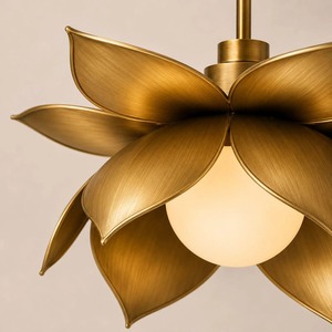Elegant Bronze Lotus Pendant <b>Light</b> With Circular Design For Ceiling Decorations - Product Image 5
