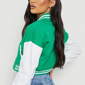 Veste de baseball personnalisée pour femme, style universitaire, veste de lycéenne, veste bomber courte pour femme, fabricant OEM ODM - Product Image 6