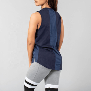 <b>Women</b> High Quality Crew Neck Athletic Workout <b>Knitted</b> Mesh Breathable Eco-Friendly Curved Hem Paneled Side Slits <b>Tank</b> <b>Top</b> Unique - Product Image 4