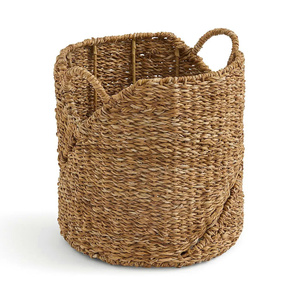 Organizador de revistas rectangular de hierba marina natural, organizador de oficina para el hogar, organizador de artículos diversos, estilo rústico - Product Image 1