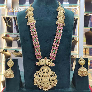 Conjunto de collar largo de templo de piedra de Pota chapado en oro 10581158PGR conjunto de joyería fina exquisita - Product Image 1