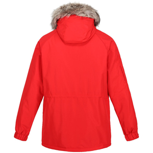 Chaqueta Acolchada con Capucha Roja para Hombre, Color Sólido, Tejido de Lana, Cierre de Cremallera, Resistente al Viento, Abrigo de Invierno, Estilo Casual, Corte Regular - Product Image 2