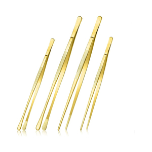 Altomme Instruments – Lot de 4 pinces fines longues en acier inoxydable, 12 et 10 pouces, dorées, ustensiles de cuisine pour la préparation et la présentation des aliments - Product Image 1