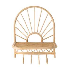 Étagère murale en rotin tressé de qualité supérieure avec crochets, style demi-rayon de soleil, pour chambre d'enfant, bibliothèque flottante, porte-vêtements, vente en gros - Product Image 2