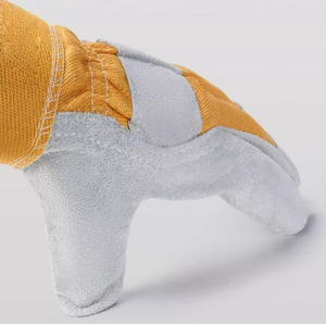 Gants de sécurité en cuir blanc et jaune, entièrement texturés, résistants à l'abrasion, antidérapants, usage général, poignet droit - Product Image 6