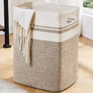 Clothing Organizer <b>Foldable</b> Collapsible Stackable 100% Cotton Storage <b>Basket</b> - Product Image 2