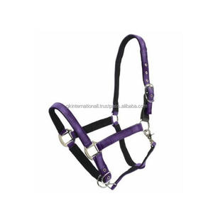 Halter de caballo de nailon de colores vibrantes de lujo en todos los tamaños y colores personalizados Forro texturizado de terciopelo con hebillas y anillos ajustables - Product Image 6