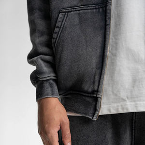 Heavyweight Acid Wash Zip Up Hoodie for Men Vintage Oversized Streetwear Hoodie with Full Zip Comfortable Daily Wear - Product Image 5