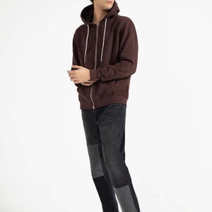 Sweat à capuche zippé en polaire épais pour homme, nouvelle collection, imprimé intégral, motif uni personnalisé, broderie, coupe classique, 100 % coton - Product Image 3