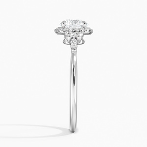 Bague BOJ 056 en argent 925, coupe ronde, avec halo de diamants Nadia, moissanite 2 carats couleur D VVS1 certifiée GRA, bague de mariage à prix réduit - Product Image 3