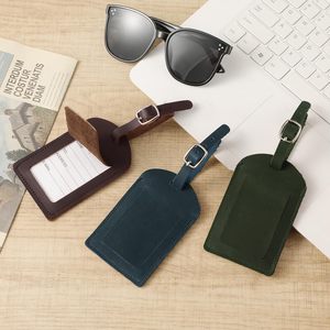 Étiquette de bagage personnalisée, minimaliste et tendance, en cuir PU écologique, colorée, avec nom et logo, pour voyage, portable - Product Image 5