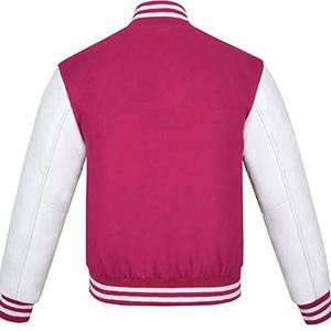 Chaqueta Universitaria Personalizada para Hombre, de Lana y Cuero, con Logotipo Bordado, Corte Holgado, Rayas y Ribetes, Estilo Béisbol - Product Image 6