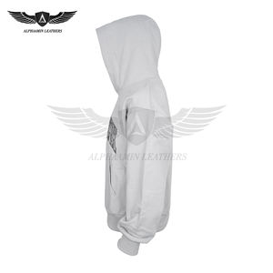 Sweat à capuche oversize en coton français de qualité supérieure, broderie 3D personnalisée, imprimé streetwear, 100% coton, blanc, unisexe - Product Image 3