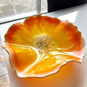 Cuenco Grande de Resina: Frutero Decorativo Hecho a Mano en Naranja y Amarillo - Product Image 1