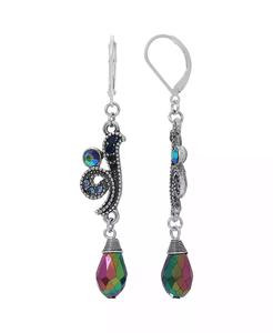 Boucles d'oreilles en verre AB argenté avec perles en forme de goutte |   2028 - Product Image 1