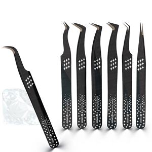 Pince à cils de précision à pointes fermées, poignée diamantée, couleur noir plasma, antistatique - Product Image 4