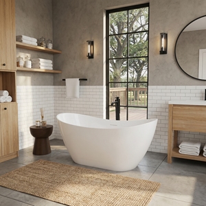 Baignoire autoportante Salvere FW-8824-59-S-Modern en acrylique durable, ovale, avec drain central, garantie de 2 ans pour salle de bain - Product Image 3