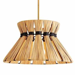 Abat-jour moderne en rotin, forme sablier, éventailé, en osier tressé, pour suspension de salon - Product Image 3