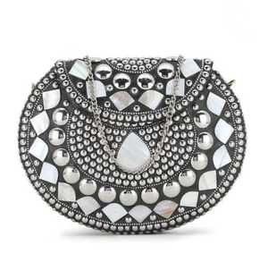 Circular Gold Plated Brass Clutch <b>Bag</b> With <b>Studs</b> Flower Design Antique Metal Craft Art Collectible - Product Image 6
