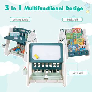 กระดานไวท์บอร์ดแม่เหล็กสองด้าน 3-in-1 พร้อมเก้าอี้และโต๊ะเขียนแบบพลิกได้ - Product Image 5