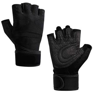 Guantes de Gimnasio Personalizados al por Mayor, Ligeros, con Cierre de Gancho y Bucle, Antideslizantes, para Levantamiento de Pesas, con Logotipo, de Cuero, Medios Dedos - Product Image 2
