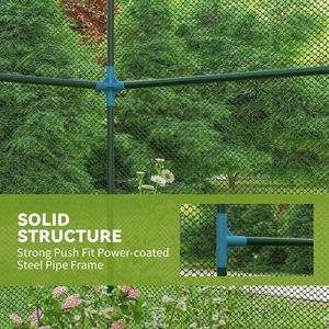 Gabbia per Piante 2,4m x 1,2m x 1,9m Verde con Porta Avvolgibile con Cerniera, Rete Protettiva per Giardino, Protezione per Animali e Piante - Product Image 5
