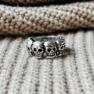 Fashionable Unique Latest Skull <b>Ring</b> Gothic Brass <b>Rings</b> Men Oxidized Silver Finish Punk Skeleton Bands <b>Chunky</b> Jewelry Wholesale - Product Image 2