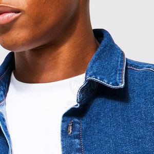 New Fashion Classic <b>Men</b> <b>Blue</b> Jeans <b>Shirt</b> Smart Casual Button Up Comfortable Fashion Forward Look - Product Image 6
