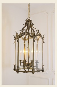 Bespoke Vintage Gold Lantern Chandelier | Custom Luxury Hanging Pendant Light | Decorative Indoor Ceiling Lighting - Product Image 3