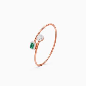 0.59 Ct Diamond And 0.65 Ct Stone Elegant Emerald Style With Round Diamond Bracelet In 9K Yellow White And Rose <b>Gold</b> - Product Image 3