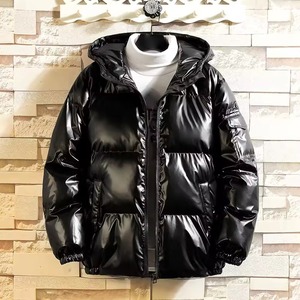 Veste matelassée brillante personnalisée par le fabricant, manteau d'hiver rembourré, doudoune unisexe zippée, coupe-vent noir pour l'extérieur - Product Image 5