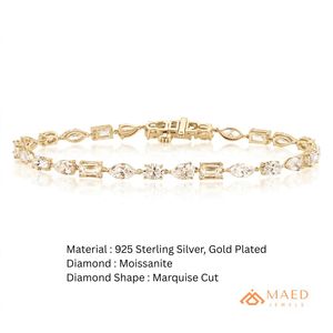 Pulsera de tenis Maed Jewels chapada en oro de 18 quilates con moissanita de formas múltiples, corte brillante redondo, joyería de lujo para mujer, regalo. - Product Image 6