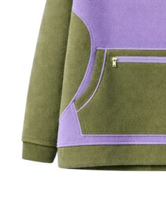 Sweat-shirt d'hiver surdimensionné en polaire pour femme, lavande et olive, avec col à boutons-pression et poche kangourou, style fabricant personnalisé - Product Image 6