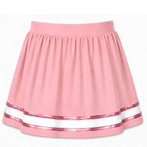Custom Baby <b>Pink</b> Cheerleading <b>Skirt</b> Pleated Athletic Uniform <b>Skirt</b> With Striped Trim Team Performance Wear Custom Sports Apparel - Product Image 2