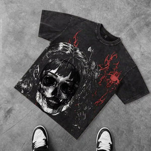 T-shirt unisexe en coton à col rond, couleur unie, imprimé par transfert thermique, coupe classique, respirant, style vintage, grammage lourd, personnalisable pour grossistes - Product Image 1